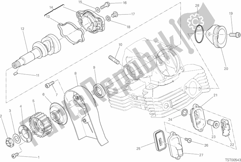 Alle onderdelen voor de Verticale Cilinderkop - Timing van de Ducati Monster 797 Plus Thailand USA 2018